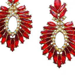 AVANT-GARDE PARIS Gold-Plated Crystals Studded Leaf Shaped Drop Earrings image 2