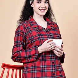 Secret Wish Women Checked Night suit image 3