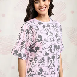 Tokyo Talkies Disney Mickey Mouse Women Pink Boxy Fit Tshirt-picture-19