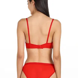 samvar Women Yellow,Red Cotton Bra Panty Set for Lingerie Set Undergarments Pack of 2 image 4