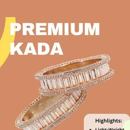 ZULKA Set of 2 Rose Gold Plated Traditional American Diamond Stone Metal Kada Bangles image 4