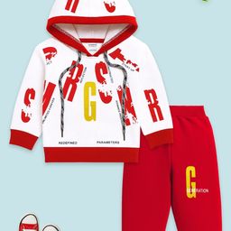 KUCHIPOO Boys Printed Hooded Sweatshirt with Joggers-image-92
