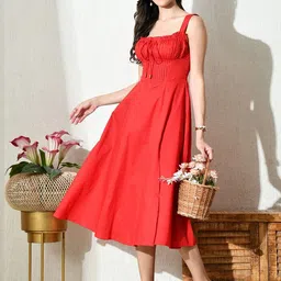 Ikonic klaer Colourblocked Fit & Flare Midi Dress-image-2