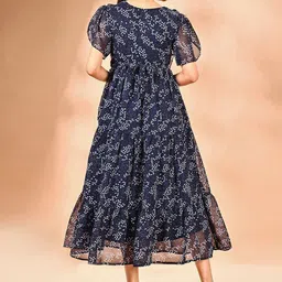 Raiyani Fashion Women Georgette Ruffles Fit & Flare Midi Dress image 3