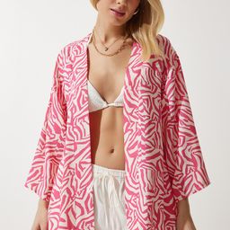 Happiness istanbul Printed Longline Shrug-picture-35