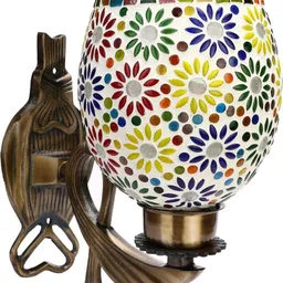 1ST TIME Multicoloured & Multicoloured Printed Metal Traditional Wall Lamp image 4