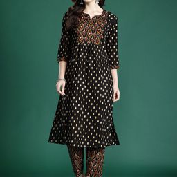 Indo Era Printed Straight Tunic & Trousers Co-Ord Set-picture-0