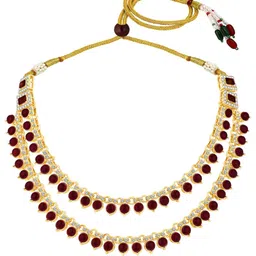 Peora Gold-Plated Cubic Zirconia-Studded 2 Layered Jewellery Set image 4