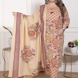 Swasti Women Floral Printed Regular Pure Cotton Kurta with Trousers & With Dupatta-picture-27