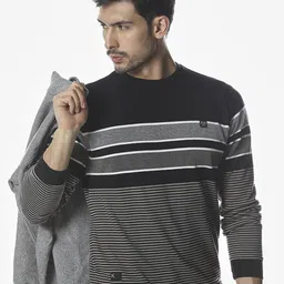 Klub Fox Men Striped Round Neck Cotton Sweatshirt-picture-31