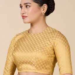 Studio Shringaar Woven Design Brocade Round Neck Saree Blouse image 5