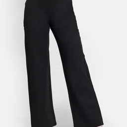 broadstar Women Straight Fit Black Lycra Blend Trousers image 2