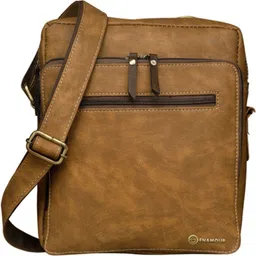 enamour Tan Men & Women Sling Bag Tan Brown Leatherette Sling Bag for Men-picture-12
