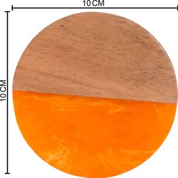 vatsu craft Round Reversible Wood, Resin Coaster Set image 5