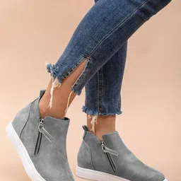 shoetopia Stylish Trendy Comfotable Smart Casual Grey Boots For Girls Boots For Women-picture-14