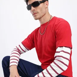 glitchez Striped Doctor Sleeves Relaxed Fit T-shirt-picture-13