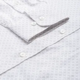 Raymond Men White & Grey Slim Fit Geometric Printed Pure Cotton Formal Shirt image 3