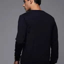 Raymond Men Navy Blue & Grey Striped Sweater image 3