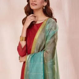 Fabindia Turquoise Woven Pattern Dupatta image 3