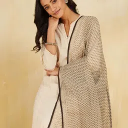 Fabindia Beige Regular Fit Printed Dupatta image 3