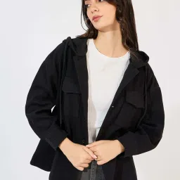 Styli Black Plain Jacket image 3