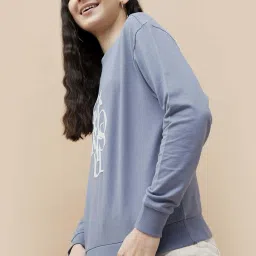 Fame Forever by Lifestyle Blue Cotton Textured Pattern Sweatshirt image 3