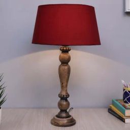 Homesake Eureka Red Wooden Table Lamp with Bulb - Set of 1-picture-33