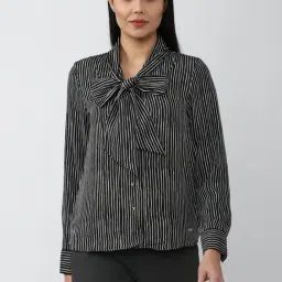 Van Heusen Black Striped Shirt-image-4