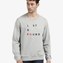 BLACK RADIO Grey Regular Fit Round Neck Printed Sweatshirt-image-12