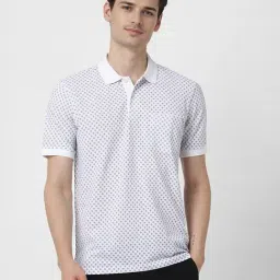 Peter England White Regular fit Floral Polo T-Shirt-image-43