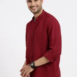 showoffff SHOWOFF Red Cotton Slim Fit Shirt image 3