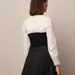 Only White & Black Slim Fit Top image 3