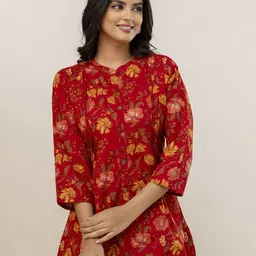 FERANOID Mandarin Collar Printed Ethnic Tunic image 2