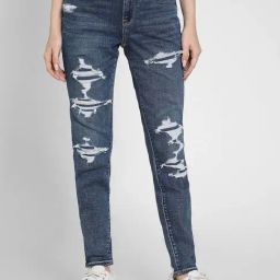 American Eagle Blue Cotton Regular Fit Distressed Jeans-picture-10