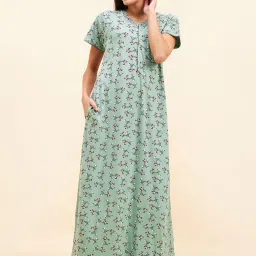 Sweet Dreams Green Cotton Floral Print Nighty image 3