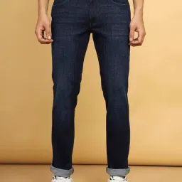 Wrangler Navy Regular Fit Lightly Washed Jeans-picture-28