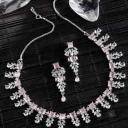 Zeneme Rhodium Plated AD Studded Jewellery Set-image-99