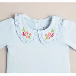 ed-a-mamma baby Ed-A-Mamma Girls Blue Cotton Self Design Top image 3