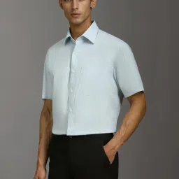 Louis Philippe Blue Cotton Regular Fit Texture Shirt image 3