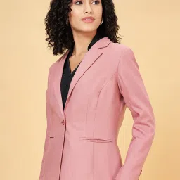 Annabelle by Pantaloons Pink Solid Blazer image 3