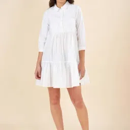 Akkriti by Pantaloons Whisper White Embroidered Peplum Dress-picture-42