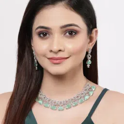 Zeneme Silver Plated AD Studded Jewellery Set image 2