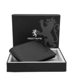 Red Tape Black Casual Leather Bi-Fold Wallet for Men image 3
