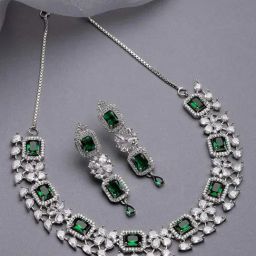 Zeneme Rhodium Plated AD Studded Jewellery Set-picture-5