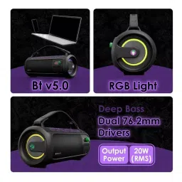 Zebronics Party Speaker Black 20 W Stereo Channel, ZEB-Rocket 500 DC Joker Edition image 4