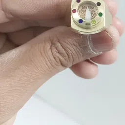 R G MART Unisex Gold-Plated Trishakti Shank 7 Stone Brass Finger Ring image 2