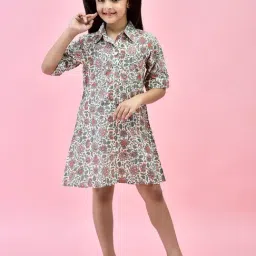 Juniper Girls Multicolor Floral Print Shirt Dress-image-11