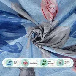 Myntra Elegant Homes Blue Printed 300 TC King Size Fitted Bedsheet Set 2.50 m x 2.25 m image 2