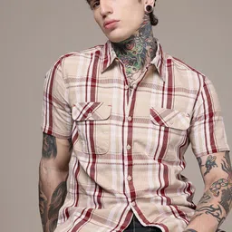 The Roadster Lifestyle Co. Men Checked Pure Cotton Casual Shirt-picture-39