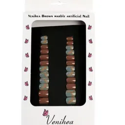 Venihea Brown Marble Artificial Nails - Set of 24-picture-35